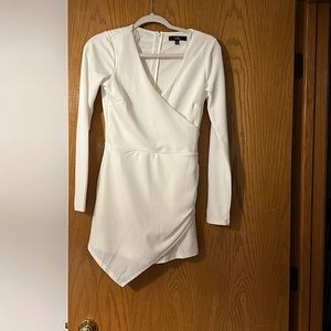 Lulus babe heaven white long sleeve asymmetrical romper